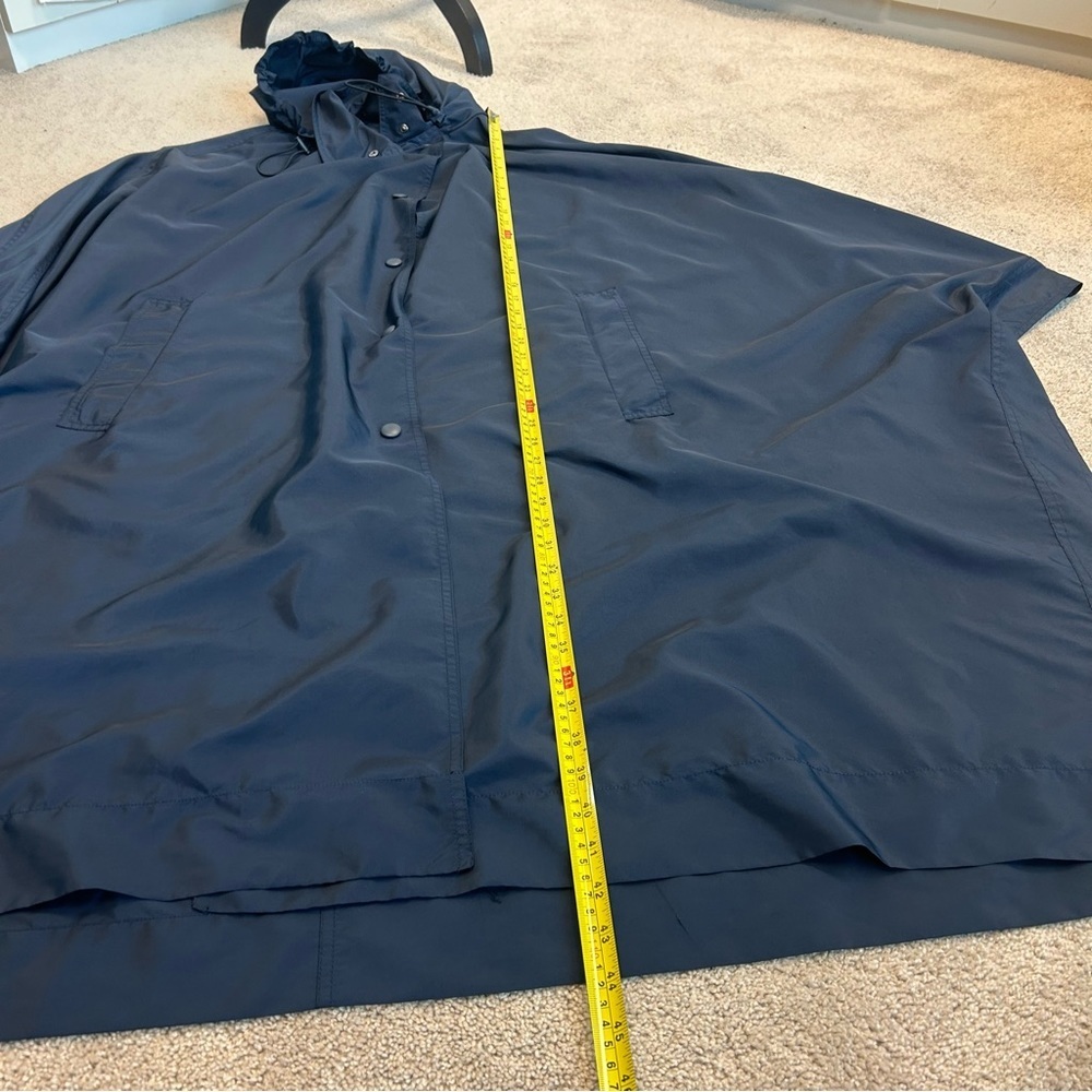 ZARA Limited Edition Navy Blue Hooded Poncho Cape Sz M NWT - Picture 13 of 14